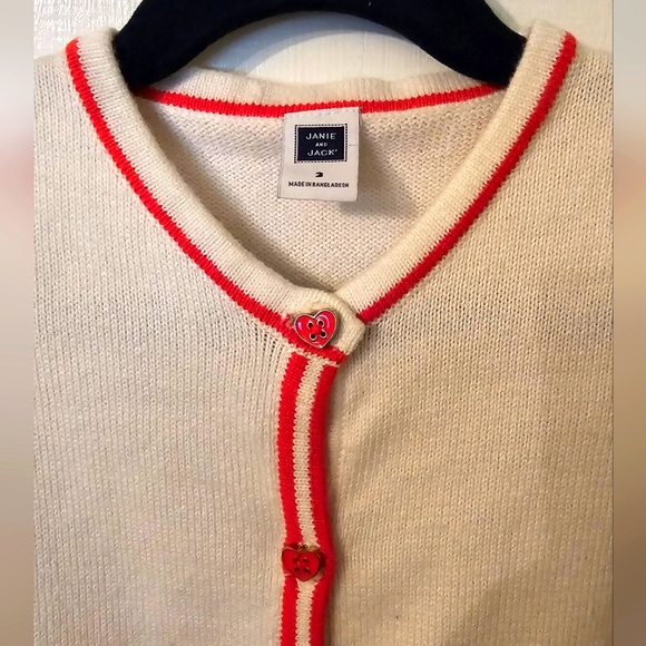 Janie and Jack Toddler Girl's White and Red Cardigan Size 3T - Picture 3 of 3